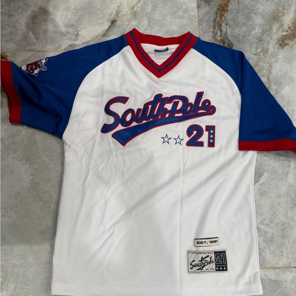 South Pole White and Blue Baseball Jersey - Picture 6 of 6